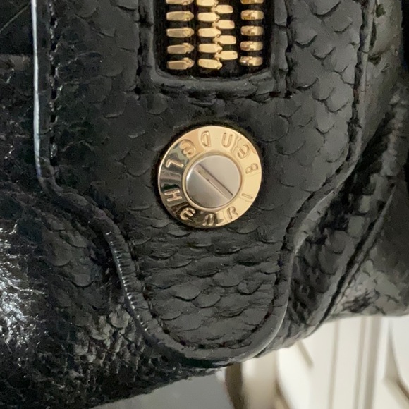 3-fer Vintage Henri Bendel Black WEST 57th Box Barrel Bag, wristlet & mirror - Picture 10 of 17